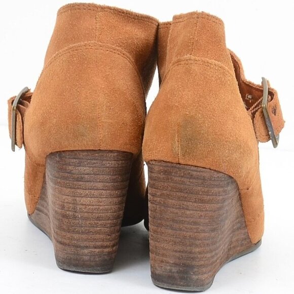 Lucky Brand Sumarah Leather Ankle Wedge Booties Women's Size 7 - Picture 5 of 7